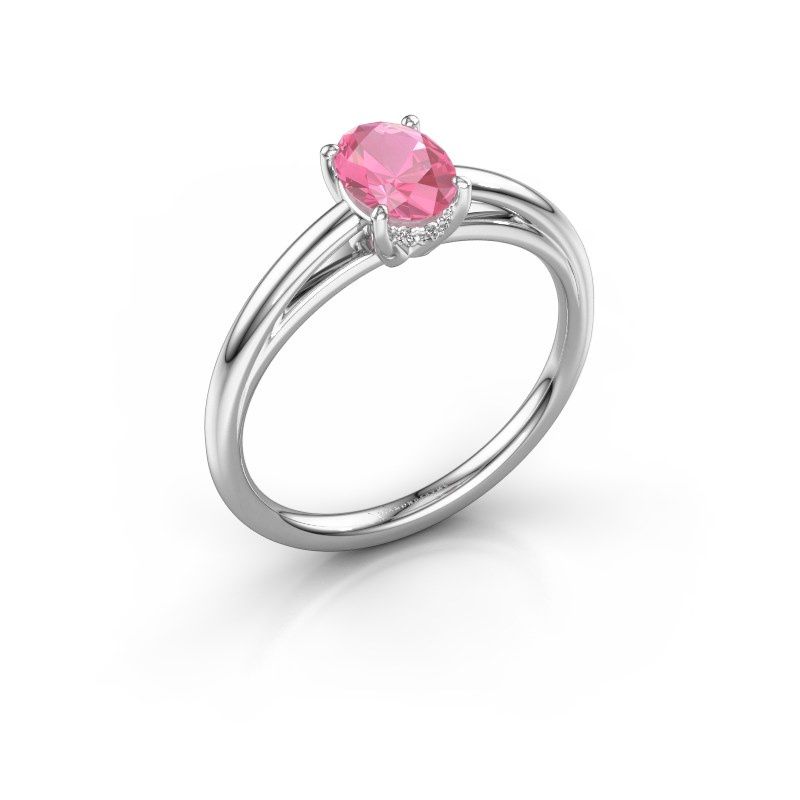 Bild von Verlobungsring haley ovl 1<br/>585 Weißgold<br/>Pink Saphir 7x5 mm