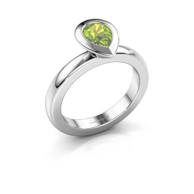 Image of Stacking ring Trudy Pear 950 platinum peridot 7x5 mm