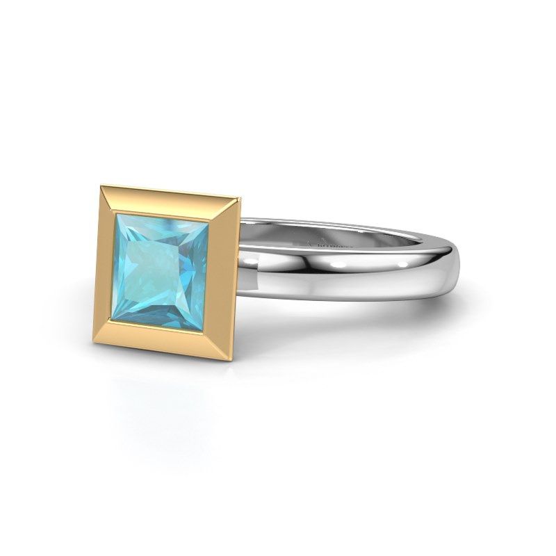 Image of Stacking ring Trudy Square 585 white gold blue topaz 6 mm