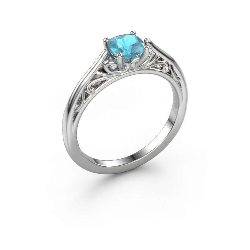 Verlobungsring Shannon cus 585 Weißgold Blau Topas 5 mm