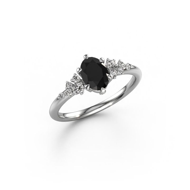 Ring Royce OVL 585 witgoud zwarte diamant 1.05 crt