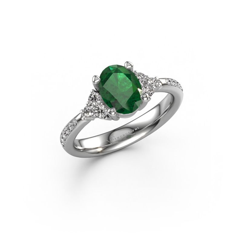 Verlobungsring Aleida OVL 2 950 Platin Smaragd 8x6 mm