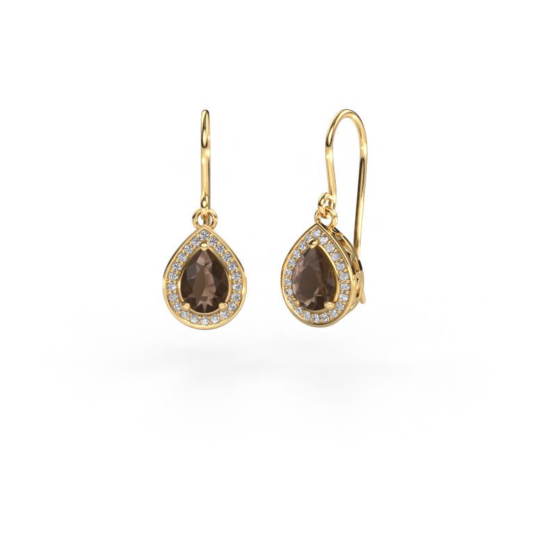 Pendants d'oreilles Beverlee 1 585 or jaune quartz fumé 7x5 mm