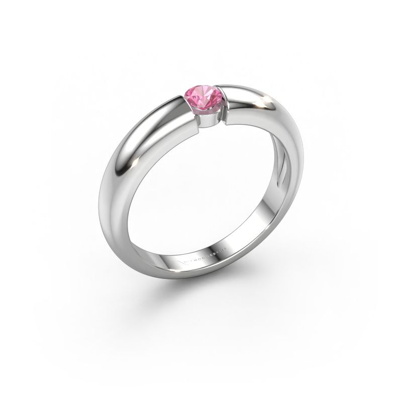 Bague de fiançailles Amelia 950 platine saphir rose 3.4 mm