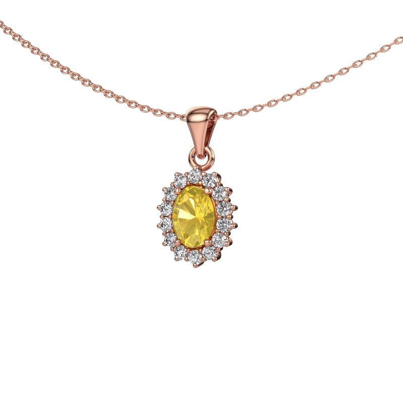 Pendant Margien 585 rose gold yellow sapphire 7x5 mm