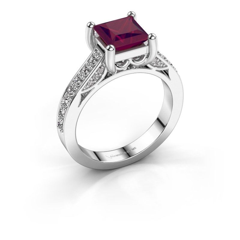 Afbeelding van Verlovings ring Feline<br/>585 witgoud<br/>Rhodoliet 6.5 mm