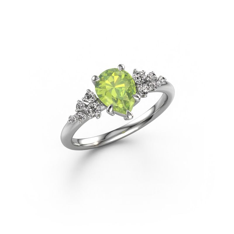 Ring Royce PER 585 witgoud peridoot 8x6 mm