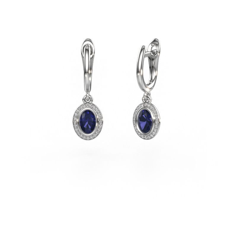 Pendants d'oreilles Noud OVL 585 or blanc saphir 6x4 mm
