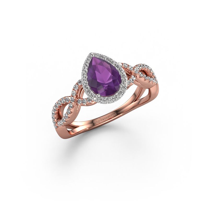 Verlobungsring Dionne pear 585 Roségold Amethyst 7x5 mm