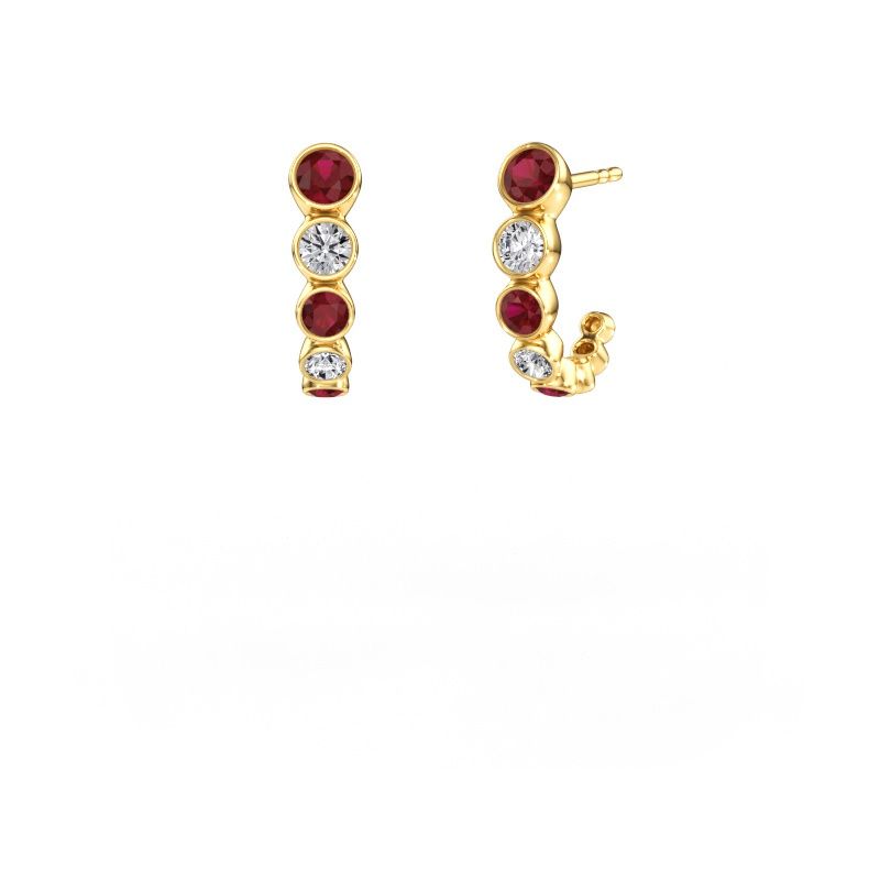 Oorstekers Suzie 585 goud robijn 3.8 mm