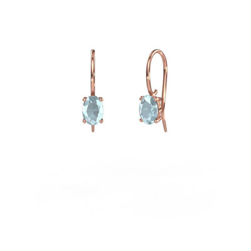 Pendants d'oreilles Cleo OVL 585 or rose aigue-marine 7x5 mm