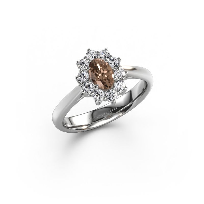 Verlovingsring Leesa 1 express 585 witgoud bruine diamant 0.40 crt