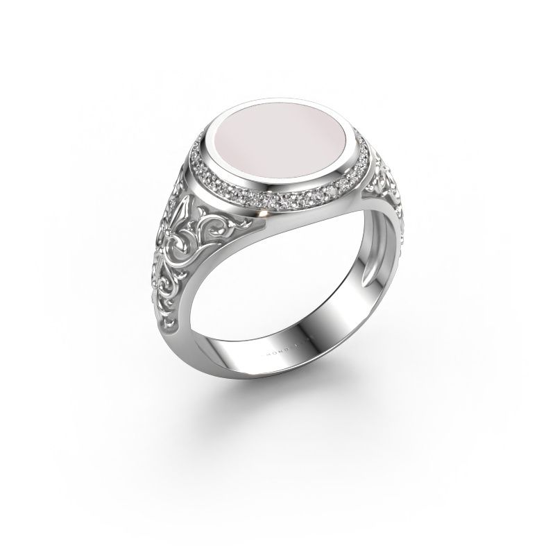 Zegelring Moor 2 585 witgoud rode lagensteen 10 mm
