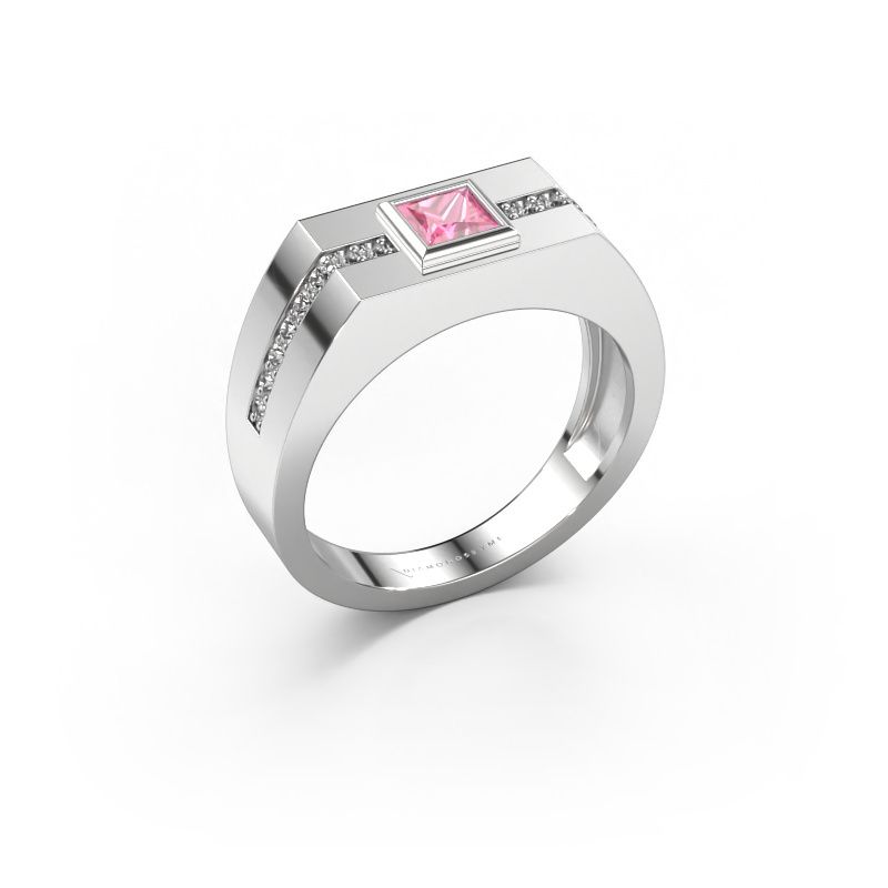 Herrenring Robertus 2 585 Weißgold Pink Saphir 4 mm