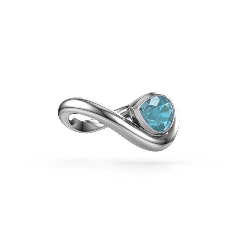 Ring Lena 950 platinum blue topaz 8x6 mm