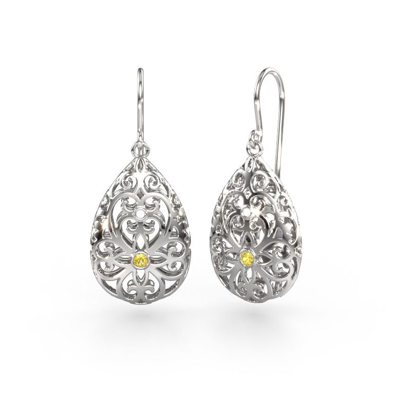 Drop earrings Idalia 2 585 white gold yellow sapphire 2 mm