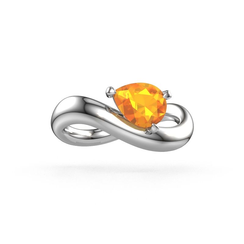Bague de fiançailles Chloe PER 950 platine citrine 8x6 mm