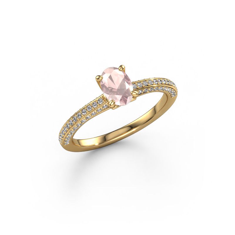 Anello di fidanzamento Elenore ovl 585 oro morganite champagne 6.5x4.5 mm