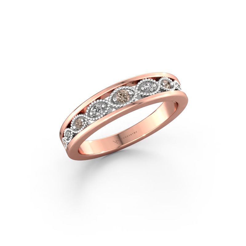 Stackable ring Laine 585 rose gold brown diamond 0.125 crt