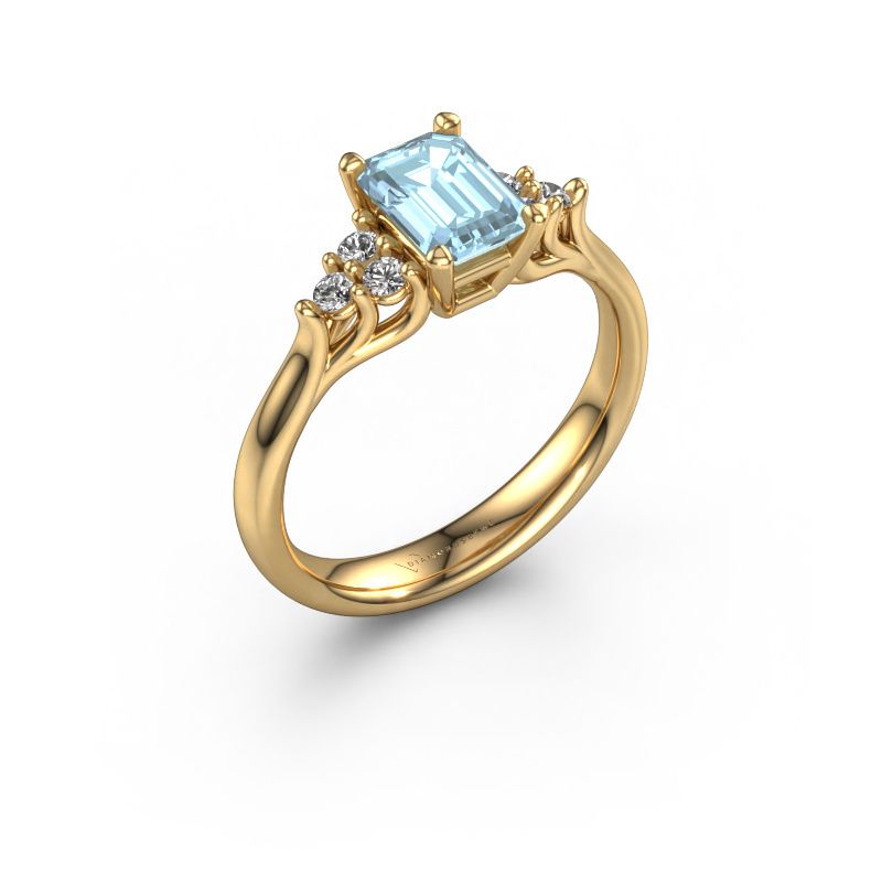 Engagement ring Monika EME 585 gold blue lab grown diamond 7x5 mm