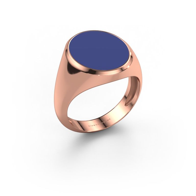 Signet ring Herman 6 light 585 rose gold blue enamel 16x13 mm