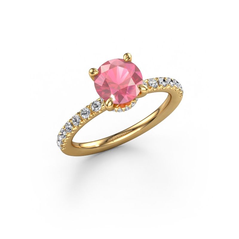 Engagement ring Crystal rnd 4 EXPRESS 585 gold tourmaline pink 7 mm