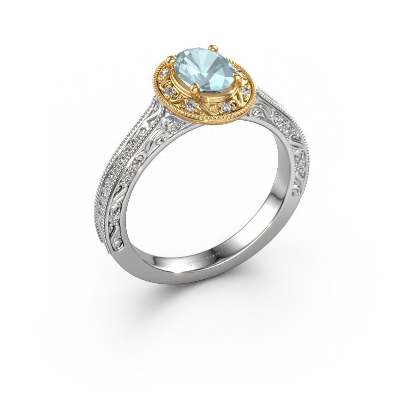 Verlobungsring Alice OVL 585 Weißgold Aquamarin 7x5 mm