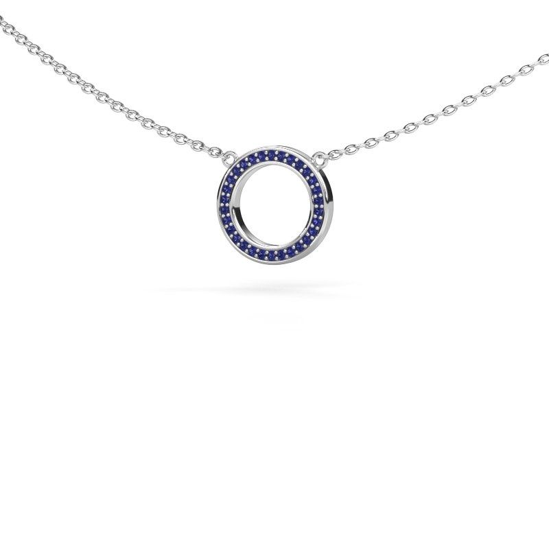 Pendant Round 1 585 white gold sapphire 0.8 mm