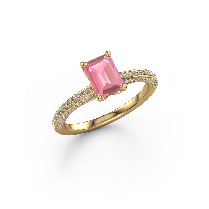 Anello di fidanzamento Elenore eme 585 oro tormalina rosa 7x5 mm
