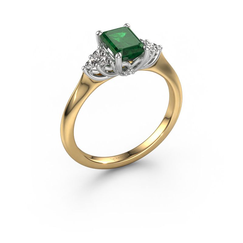 Verlovingsring Felipa EME 585 goud smaragd 7x5 mm