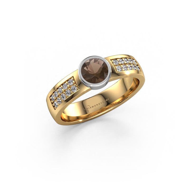 Bague de fiançailles Ise 3 585 or jaune quartz fumé 4.7 mm