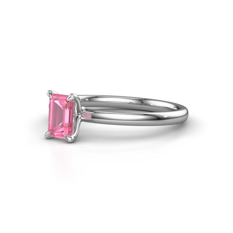 Afbeelding van Verlovingsring Crystal EME 1 950 platina roze saffier 6x4 mm