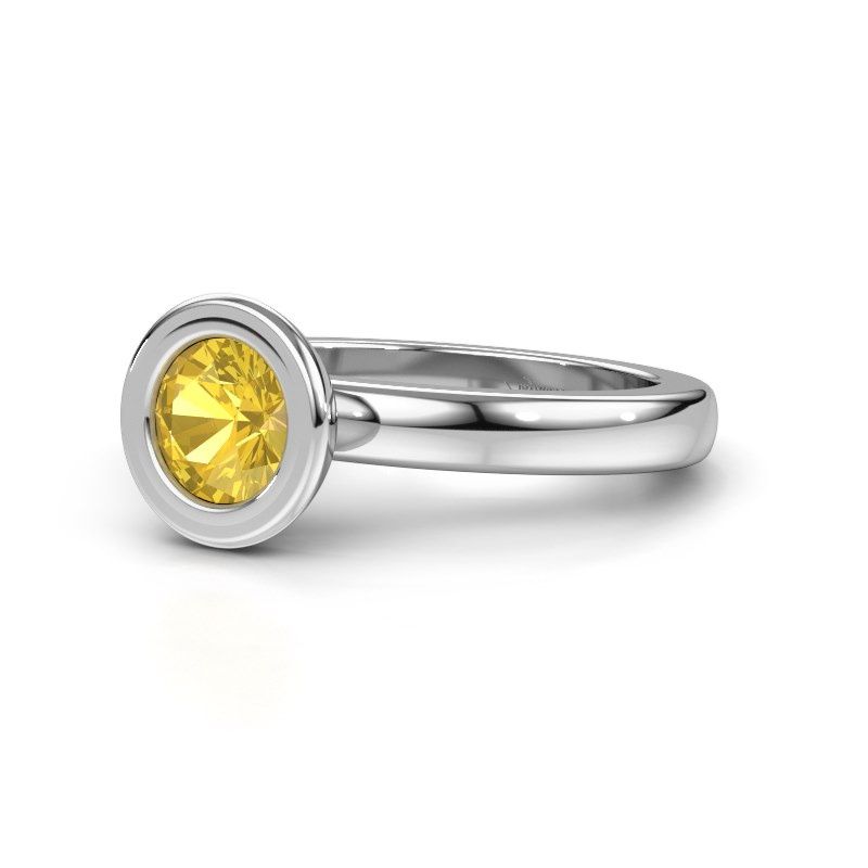 Image of Stacking ring Eloise Round 585 white gold yellow sapphire 6 mm
