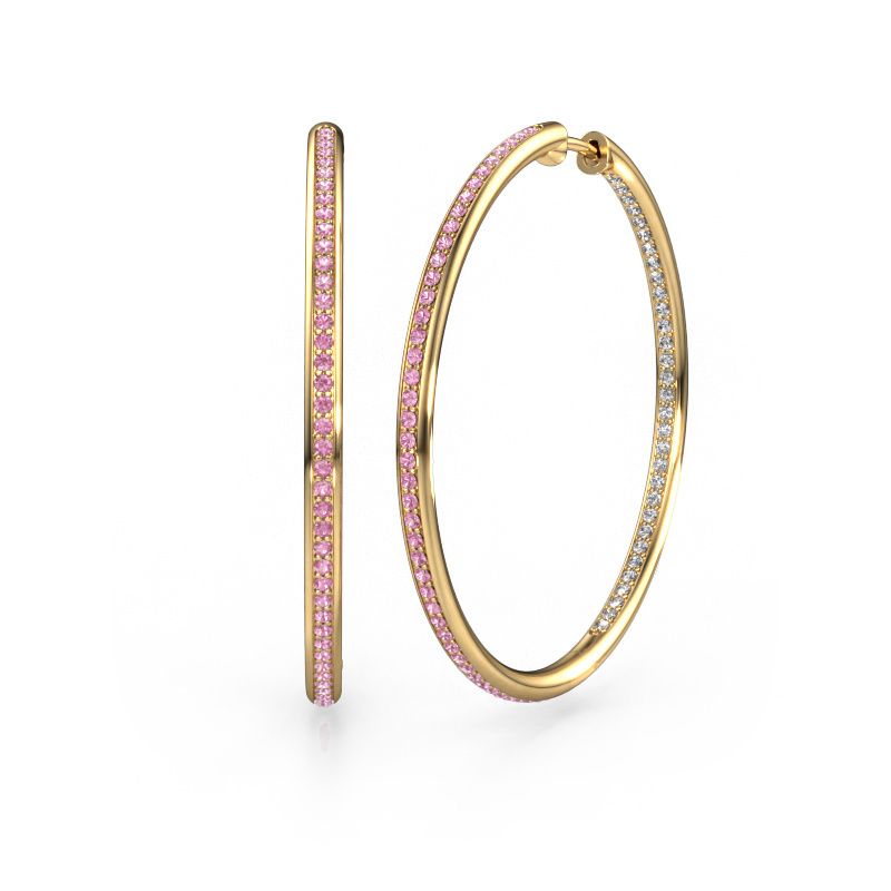 Hoop earrings Sina 35mm 585 gold pink sapphire 1.1 mm