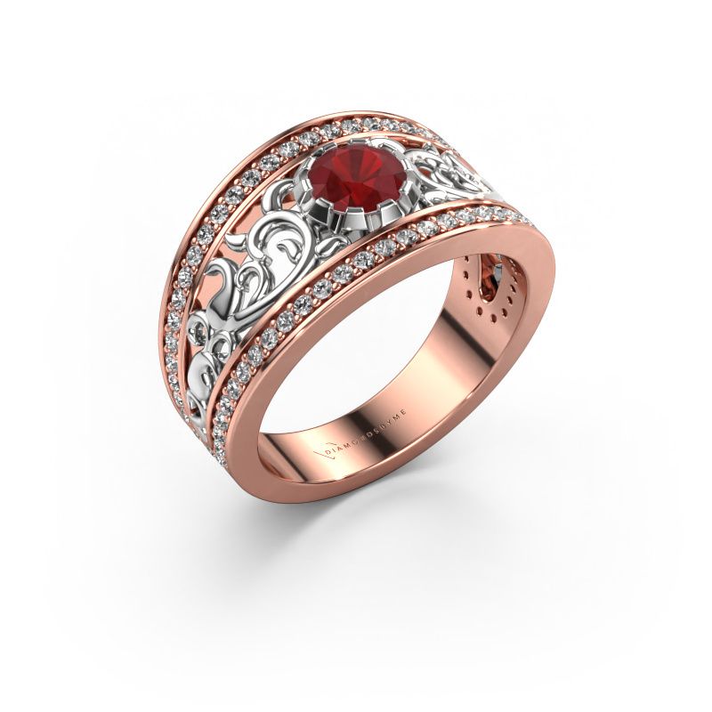 Bague Marilee 585 or rose rubis 5 mm