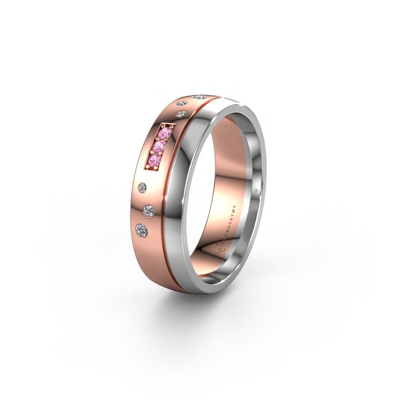 Wedding ring WH0310L26AP 585 rose gold pink sapphire ±6x1.7 mm