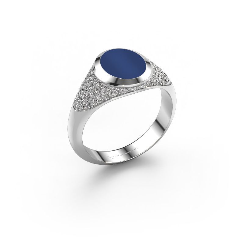 Pinky Ring Giovani 585 Weißgold Lapislazuli 10x8 mm