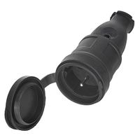 Rubberen contrastekker 230V – 16A – IP44 – Met Beschermklep – Zwart