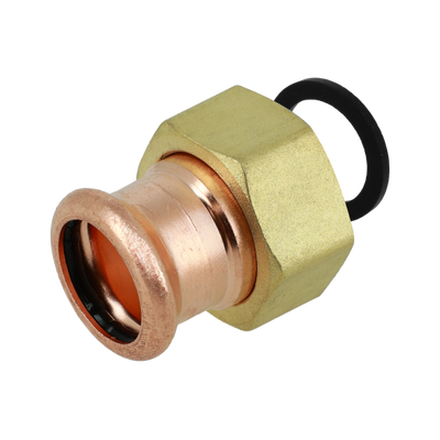 Photo of BONFIX press fitting red copper union coupling 35mm x 1 1/2inch MF