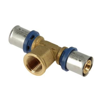 Bonfix Alu-press brass press fitting Tee 20 x 1/2 Photo of Bonfix Alu-press brass press fitting Tee 20 x 1/2