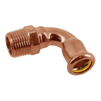 Photo of BONFIX press fitting red copper gas elbow 90 degrees 1/2inch x 22mm FR