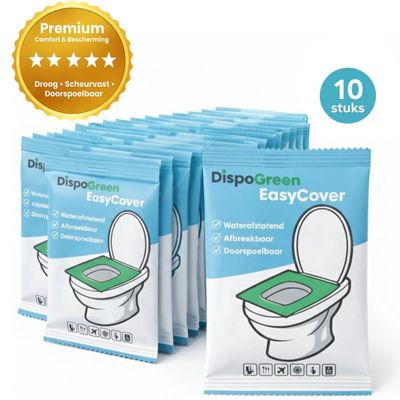 Foto van DispoGreen EasyCover 10 Stuks – wegwerp toilet covers 