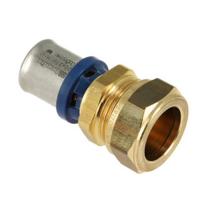 Bonfix Alu-press brass press fitting reducer to compression fitting straight 20 x 22 FF Photo of Bonfix Alu-press brass press fitting reducer to compression fitting straight 20 x 22 FF
