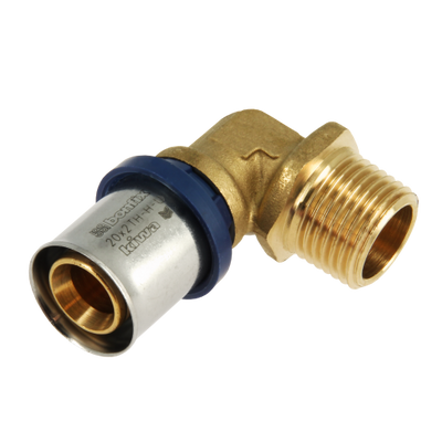 Foto van BONFIX Alu-pers messing persfitting bocht / knie 20mm x 1/2inch