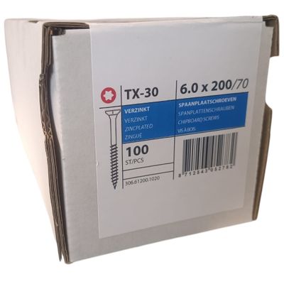Chipboard screws 6.0 x 200 partial thread - 100 pcs Photo of Chipboard screws 6.0 x 200 partial thread - 100 pcs