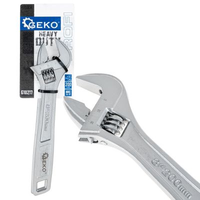Foto van GEKO Verstelbare Moersleutel 200 mm – 0-26 mm – CrV Staal – Ergonomisch