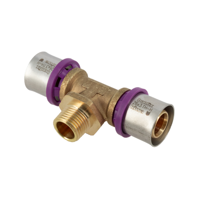 Photo of Bonfix Alu-press brass press fitting Tee 26mm x 1/2inch x 26mm FRF