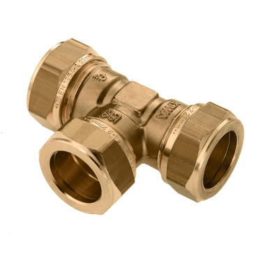 Photo of BONFIX brass compression fitting Tee 28mm FFF