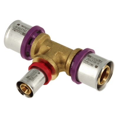 Photo of Bonfix Alu press brass fitting coupling Tee reduced 26mm x 16mm x 26mm FFF