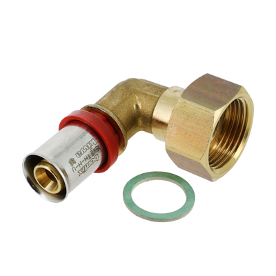 Photo of Bonfix Alu-press brass fitting coupling elbow 16mm x 3/4inch FRp